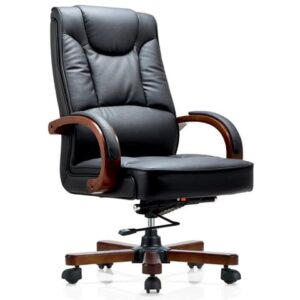 FAUTEUIL PRESIDENT CUIR 9433H PIETEMENT EN BOIS NOIR 110*80*68